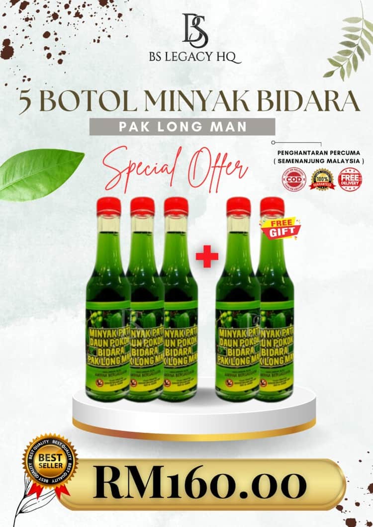 Minyak Bidara Pak Long Man 3 Botol + 2 Percuma